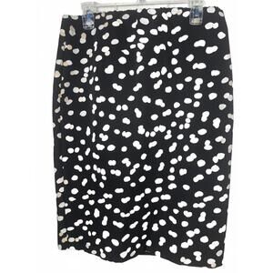 Philosophy Republic Pencil Midi Skirt Women's 12 Black White Polka Dot Career